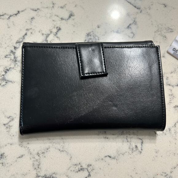 Vintage Guess Wallet Black Faux Leather Bi-fold with Snap pocket SOME WEAR - Picture 10 of 12
